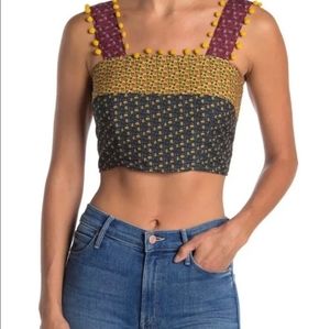 FRENCH CONNECTION Adita Drape Mix Print Crop Top Size 12 New With Tags